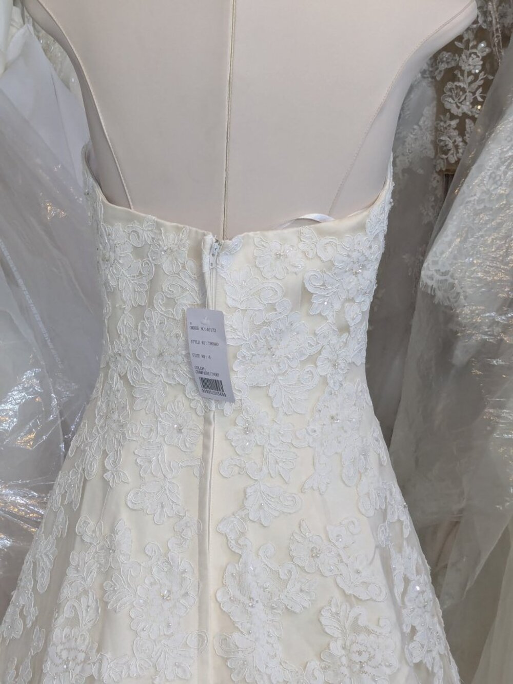 DaVinci Bridal T8090 Lace Halter Wedding Dress | Ivory/Champagne | NWT | Size 4 - Picture 7 of 9